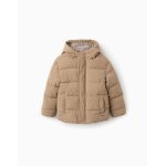 Doudoune en velours ctel  capuche beige