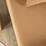 Drap housse 1 personne satin de coton bio lav� ambre
