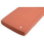 Draps housse b�b� en coton bio - uni petale rouge