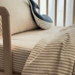 Drap housse b�b� percale de coton bio ray� ray� ambre