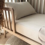 Drap housse b�b� percale de coton bio ray� ray� lin