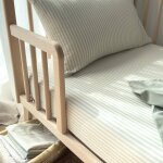 Drap housse b�b� percale de coton bio ray� ray� tilleul