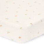 Drap housse blanc, bleu