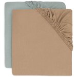 Drap housse bleu, marron