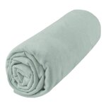 Drap housse en coton jersey uni vert de gris
