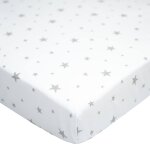 Drap - housse en coton stella blanc, imprim gris