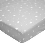 Drap - housse en coton stella gris, imprim blanc