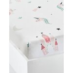 Drap - housse fille licornes magiques blanc imprim