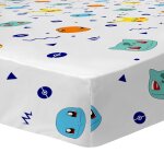 Drap - housse imprim� 100% coton, pokemon ziggy blanc