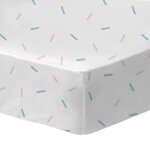 Drap - housse imprim� 100% coton, stitch stripe blanc