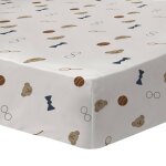 Drap - housse imprim� 100% coton, teddy bear beige