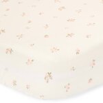 Drap housse lit b�b� forest treasures (60 x 120 cm) blanc, rose