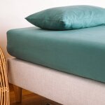 Drap housse pur coton bio 1 personne eucalyptus