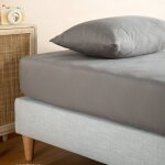 Drap housse pur coton bio 1 personne gris tourterelle
