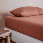 Drap housse pur coton bio 1 personne terracotta