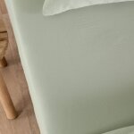 Drap housse satin de coton bio lav� 1 personne tilleul