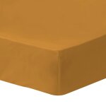 Drap - housse uni en coton, coton lav� caramel