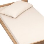 Drap housse uni en gaze de coton beige Drap housse uni en gaze de coton beige