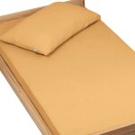 Drap housse uni en gaze de coton camel
