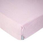 Drap housse uni en gaze de coton vieux rose