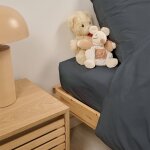 Drap housse uni percale de coton bonnet 28cm anthracite