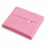 Drap plat en gaze de coton bio blanc rose