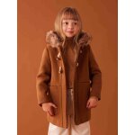 Duffle - coat � capuche fille drap de laine camel