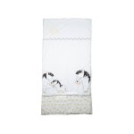 Edredon lit b�b� en coton - pluche et pompon blanc