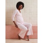 Ensemble 2 pices pyjama grossesse et allaitement en ctes richelieu rose ple
