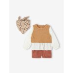 Ensemble 3 pièces bébé pull 2 en 1 + short + foulard terracotta Ensemble 3 pièces bébé pull 2 en 1 + short + foulard terracotta