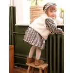 Ensemble 3 pièces bébé robe vichy + gilet + bandeau carreaux noir Ensemble 3 pièces bébé robe vichy + gilet + bandeau carreaux noir