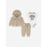 Ensemble 3 pices body gilet  capuche et bas beige
