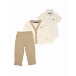 Ensemble 3 pices gilet polo et bas beige