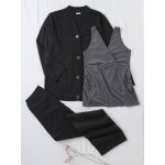 Ensemble 3 pi�ces grossesse et allaitement d�bardeur + gilet + pantalon large anthracite