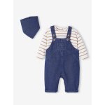 Ensemble 3 pices naissance body + salopette + foulard stone
