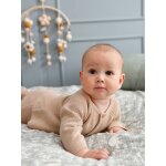 Kit 3 pices bb mixte en tricot : cardigan, pantalon, chaussons beige chin