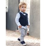 Ensemble 4 pices bb garon crmonie gilet + chemise + noeud papillon + pantalon encre