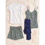 Ensemble 4 pices homewear grossesse et allaitement pack pyjama fleuri