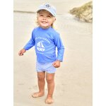 Ensemble de bain bb t - shirt anti - uv + shorty bleu / ray bleu et blanc