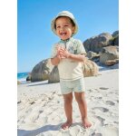 Ensemble de bain t - shirt anti - uv + short + bob b�b� vert menthe / blanc