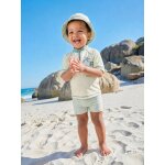 Ensemble de bain t - shirt anti - uv + short + bob b�b� vert menthe / blanc