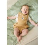 Ensemble barboteuse bloomer b�b� en gaze de coton et t - shirt mini r�ve moutarde