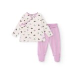 Ensemble b�b� 2 pi�ces t - shirt fleuri et pantalon � pieds blanc