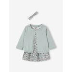 Ensemble b�b� fille 3 pi�ces robe cardigan bandeau bleu gris�