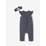 Ensemble b�b� fille combinaison + bandeau imprim�s marine