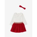 Ensemble bb fille t - shirt jupon bandeau coffret cadeau nol rouge
