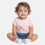 Ensemble b�b� fille t - shirt et short � motif rose