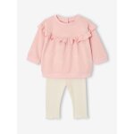 Ensemble b�b� fille sweat � volant + legging rose