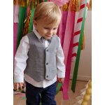 Ensemble bb garon chemise noeud pap gilet blanc