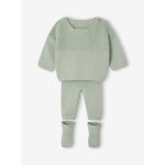 Ensemble b�b� gar�on tricot 3 pi�ces vert sauge